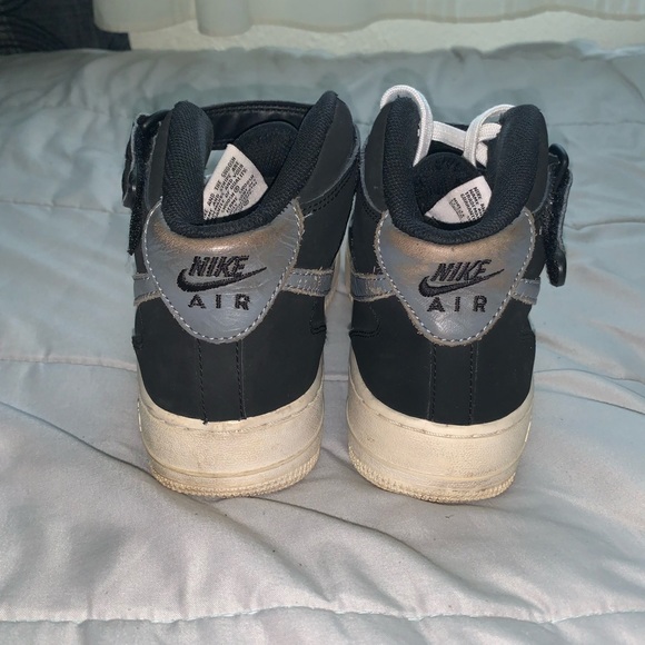 NIKE AIR FORCE ONE BLACK GREY MID VELCRO SNEAKER - Picture 3 of 7